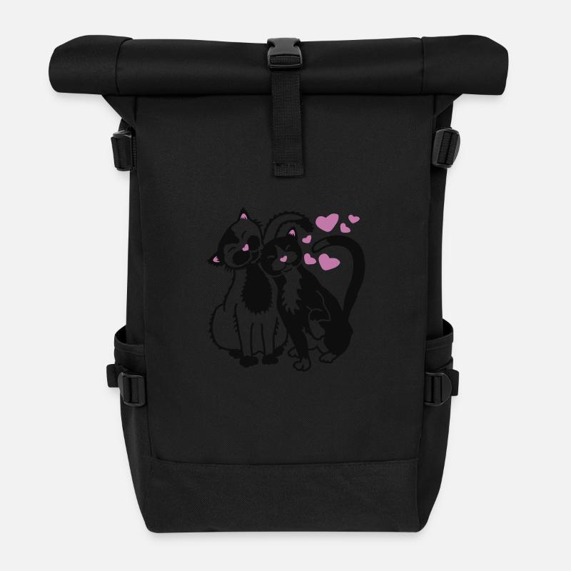 Love Cats - Roll Top Backpack - black