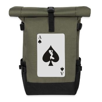 Card Ace of Spade with sexy girl - Roll Top Backpack - olive/black - Front