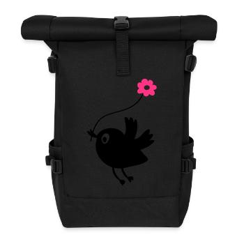 Fliegende Vögel halten Blume - Rolltop Rucksack - Schwarz - Vorne