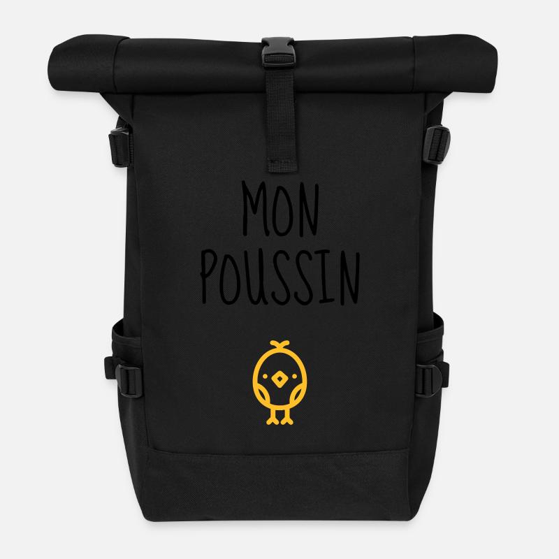 Mon Poussin - Bébé - Naissance - Amour - Famille - Sac à dos roll top - noir