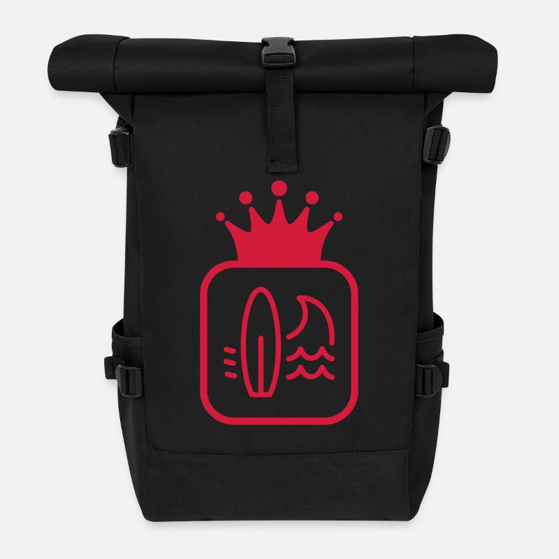 Surfen / Surfer / Surf / Surfing / Strand - Rolltop Rucksack - Schwarz