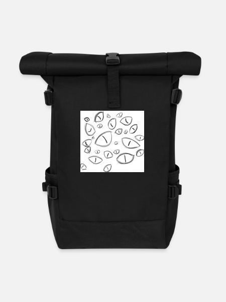 Beobachtende Augen - Rolltop Rucksack - Schwarz