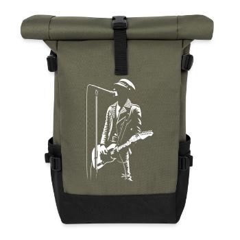 Musik: Retro, Heavy Metal, Hard Rock, Punk, Vinyl, Pop - Rolltop Rucksack - Olive/Schwarz - Vorne