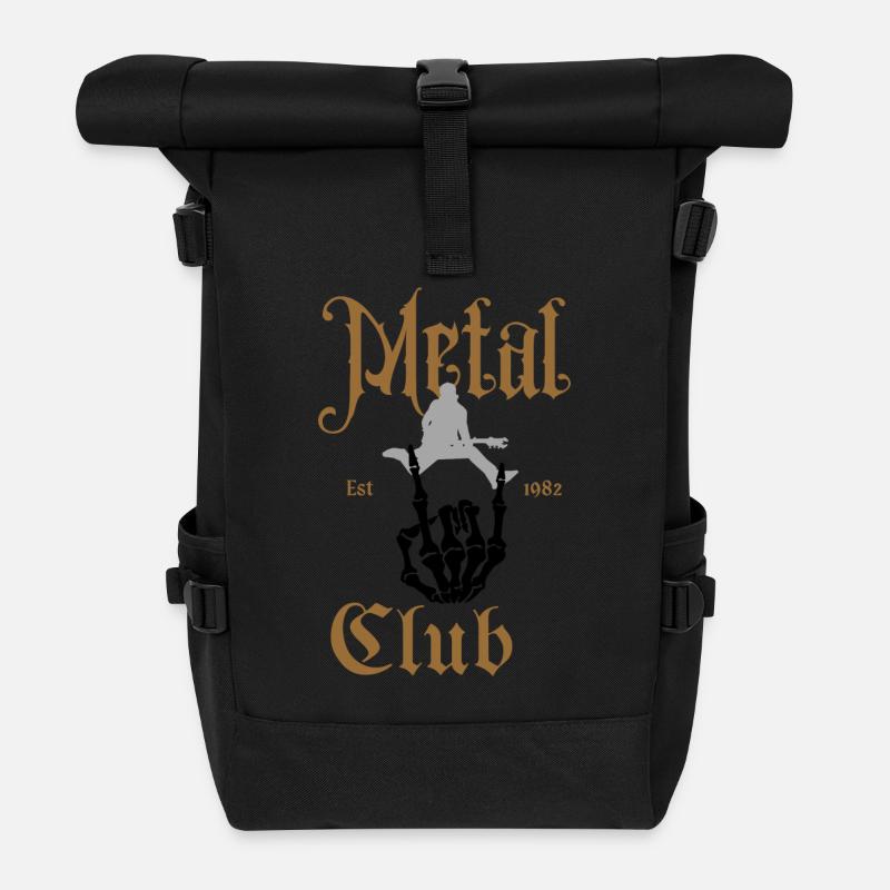 Metal Club / cooles Designe - Rolltop Rucksack - Schwarz