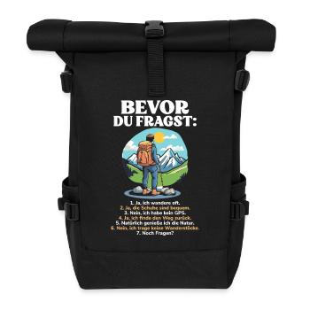 Bevor Du Fragst Wanderer Wandern Outdoor - Rolltop Rucksack - Schwarz - Vorne