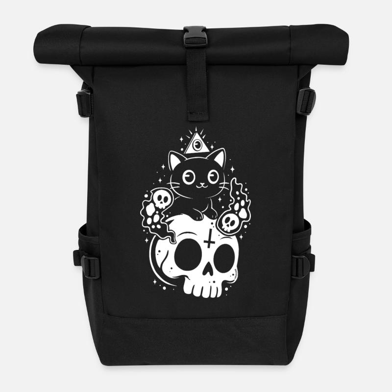 Chat crâne mystique - Sac à dos roll top - noir