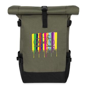 rainbow colors bicycle - Roll Top Backpack - olive/black - Front
