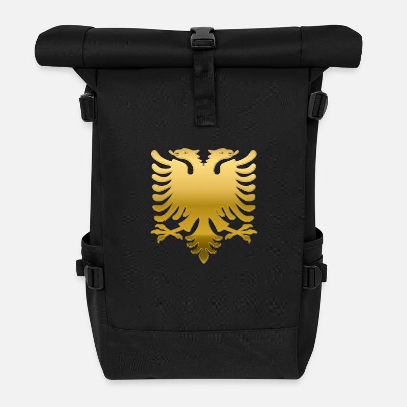 gold albania 3d coat - Rolltop Rucksack - Schwarz