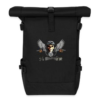 biker_skull_c - Rolltop Rucksack - Schwarz - Vorne