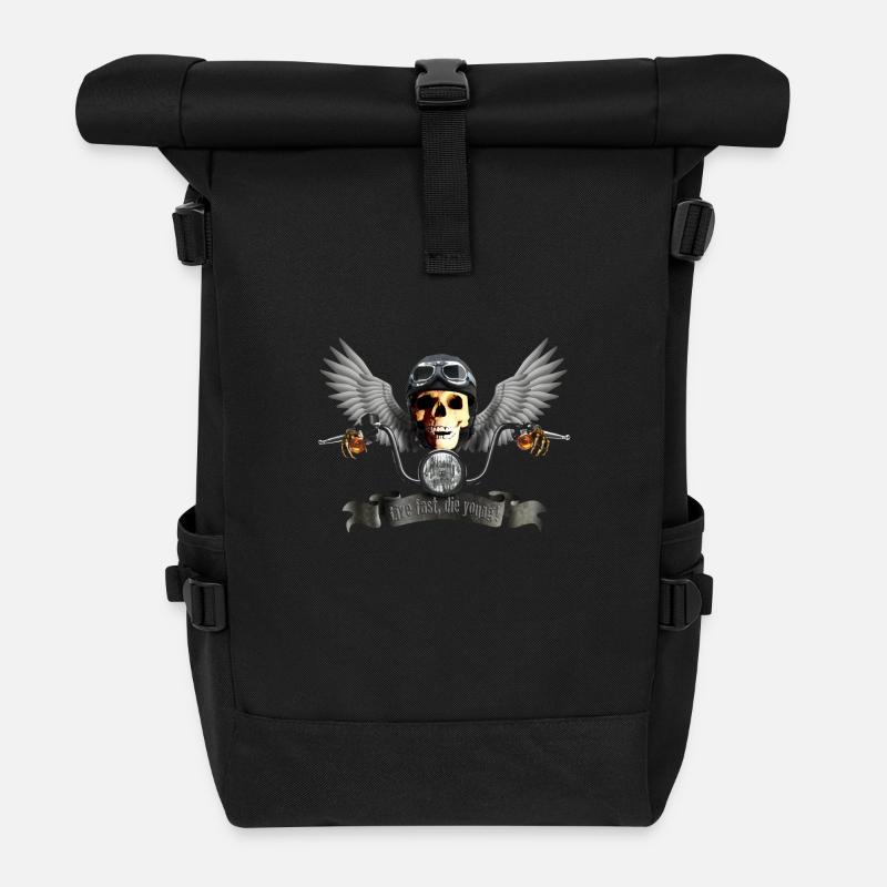 biker_skull_c - Sac à dos roll top - noir