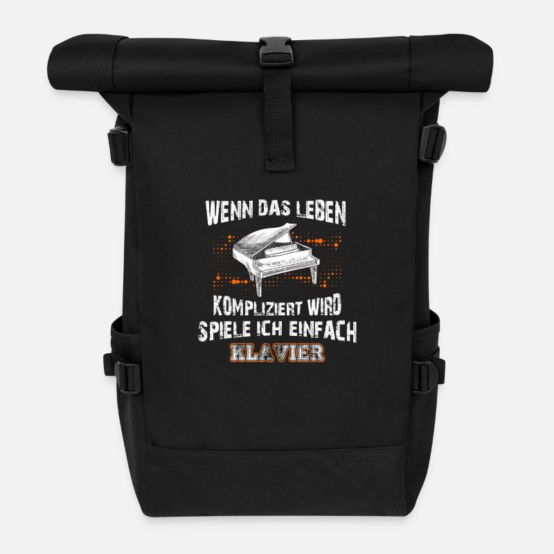 Klavier - Wenn das Leben kompliziert .. - T-Shirt - Rolltop Rucksack - Schwarz