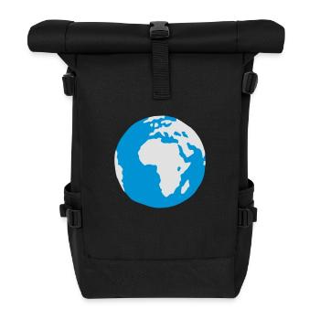 Weltkugel / Planet Earth / Monde / Planeta Tierra - Rolltop Rucksack - Schwarz - Vorne