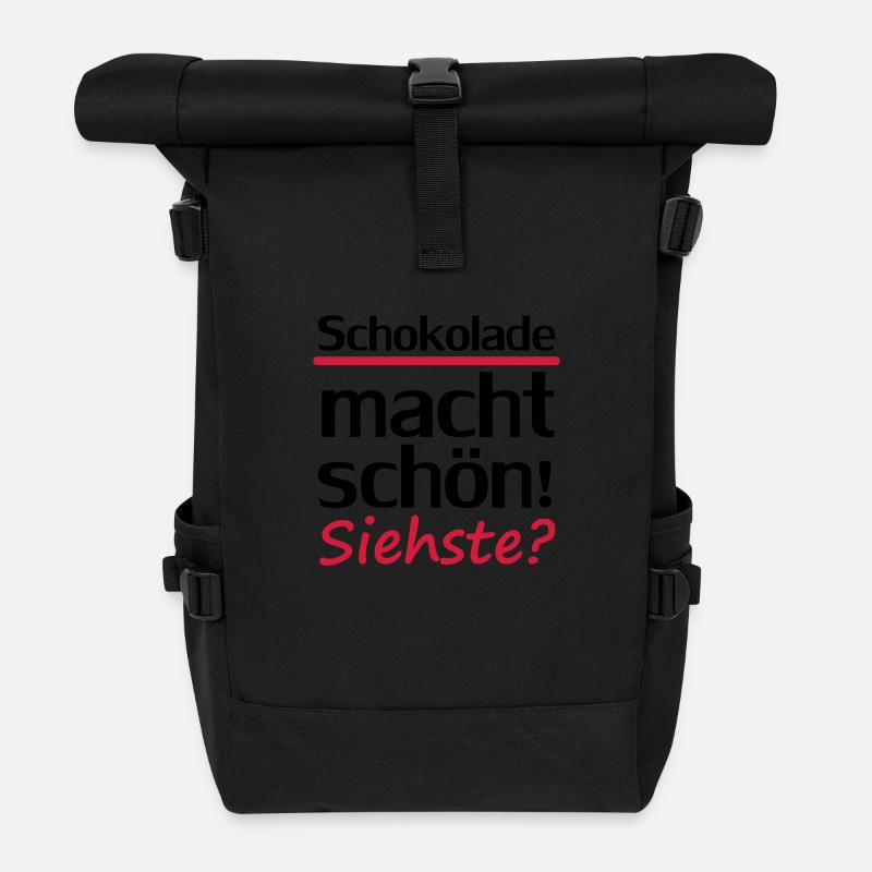 Chocolate makes you beautiful! You see? - Roll Top Backpack - black