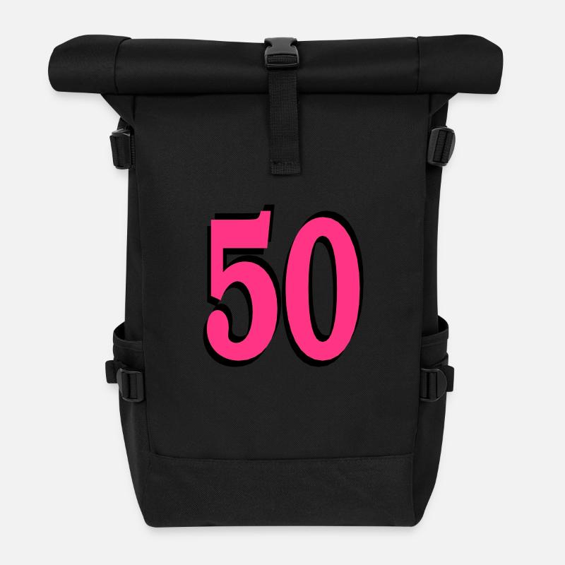 50 . Geburtstag - Rolltop Rucksack - Schwarz