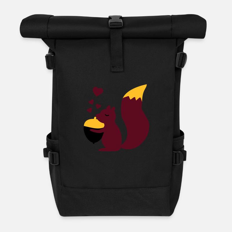 squirell love nuts - Sac à dos roll top - noir