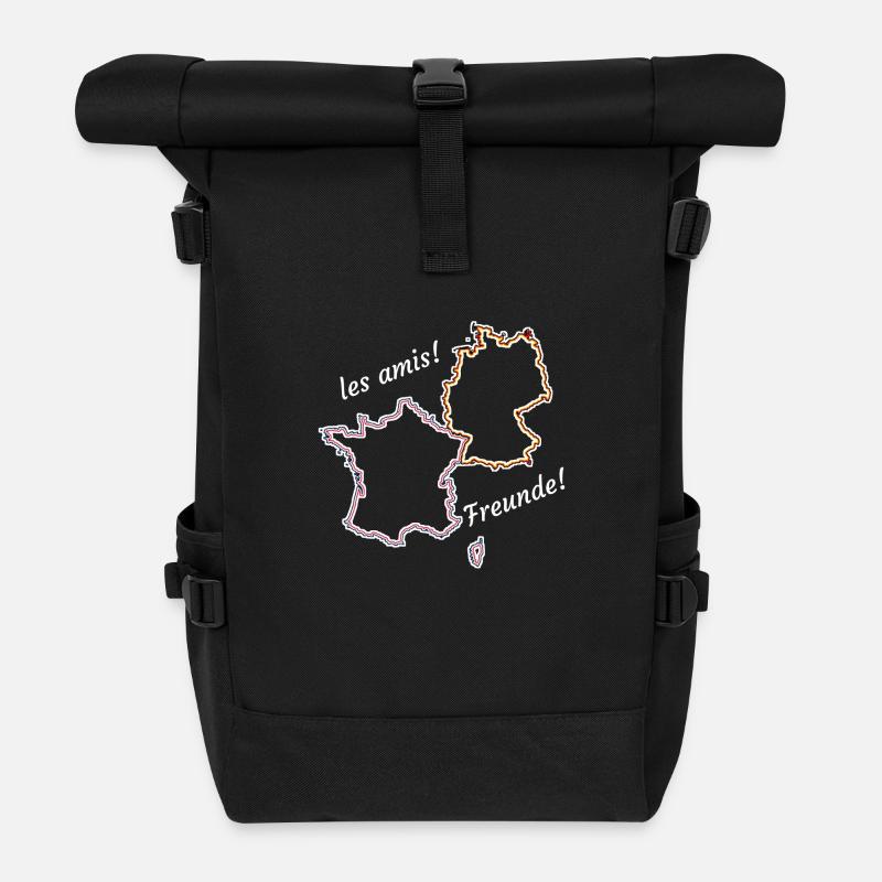 Deutschland-Frankreich - Rolltop Rucksack - Schwarz