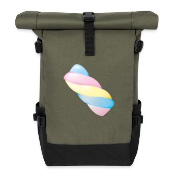 Smiley Marshmallow - Rolltop Rucksack - Olive/Schwarz - Vorne