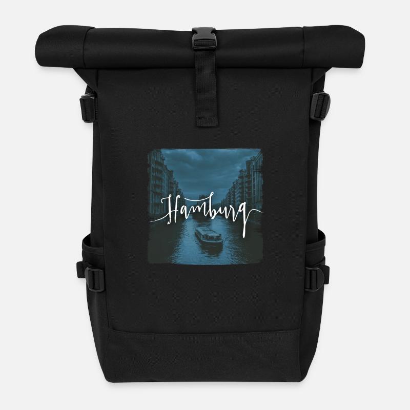 Hamburg - Rolltop Rucksack - Schwarz