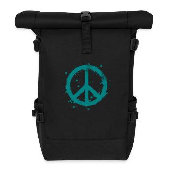 signe de paix - Sac à dos roll top - noir - Devant