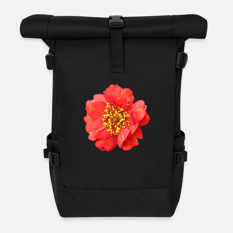 rote Blume Rose - Rolltop Rucksack - Schwarz