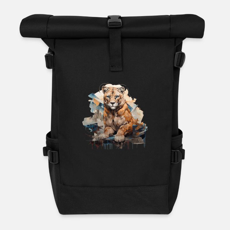 Berglöwe im Graffiti-Stil | Liebhaber von Lwiw - Rolltop Rucksack - Schwarz