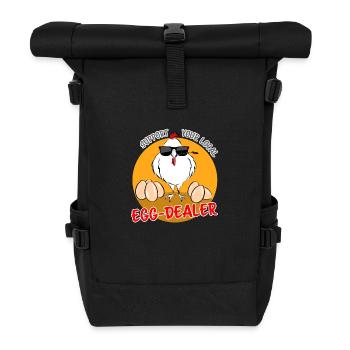 Merch for Egg Sellers - Support Your EGG Dealer - Roll Top Backpack - black - Front