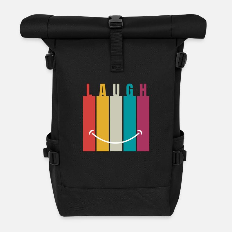 Colorful Laugh - Roll Top Backpack - black