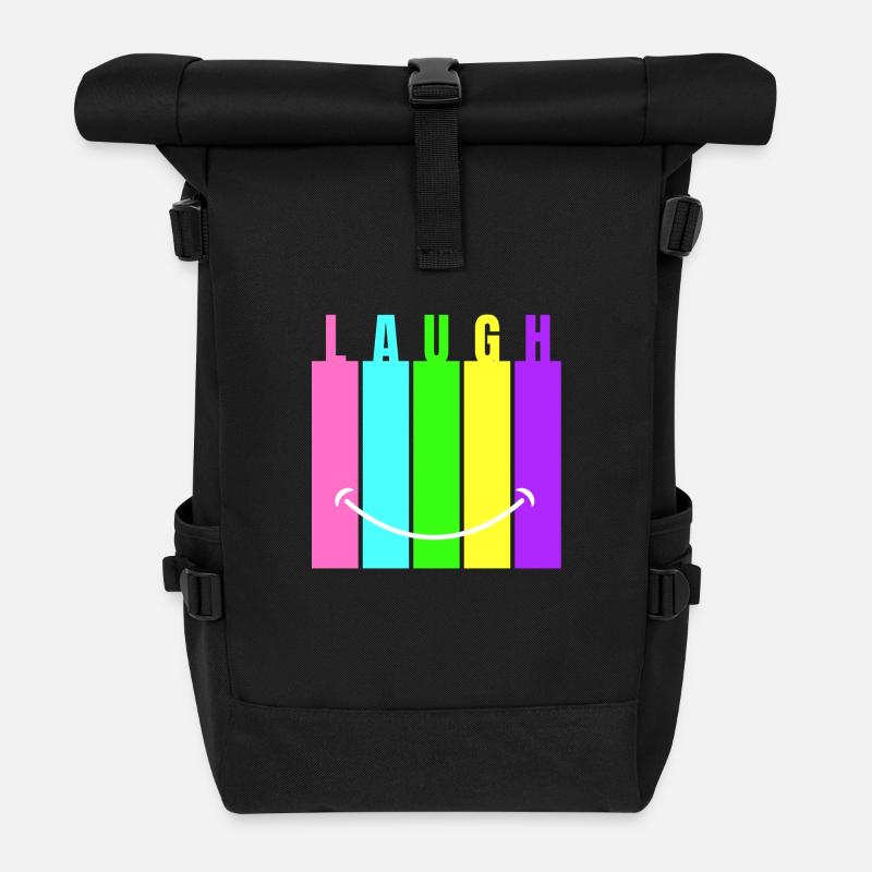 Neon Laugh - Rolltop Rucksack - Schwarz