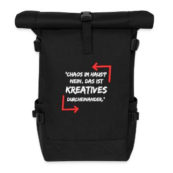 "chaos in the House" - Roll Top Backpack - black - Front