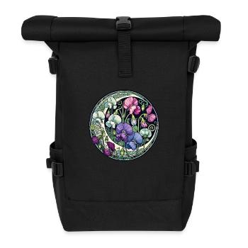 Pois de senteur violets - Sac à dos roll top - noir - Devant