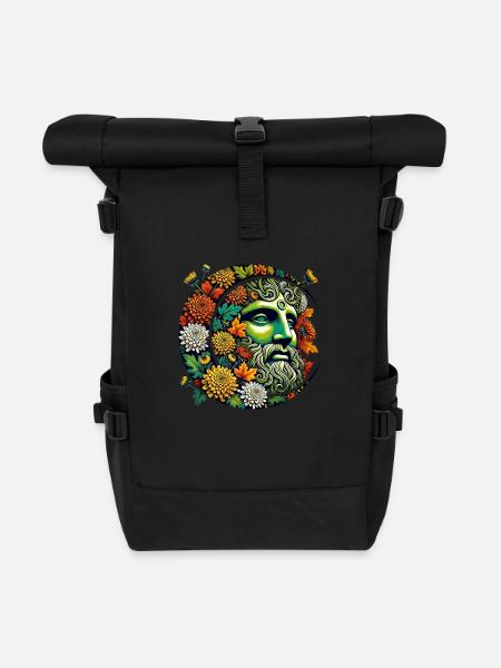 Herbstlicher Greenman - Rolltop Rucksack - Schwarz