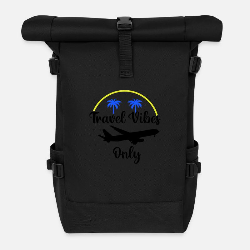 Travel Vibes uniquement - Sac à dos roll top - noir