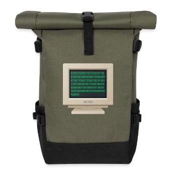 CRT - Binary Code - Roll Top Backpack - olive/black - Front