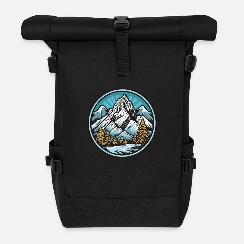 Berge - Rolltop Rucksack - Schwarz