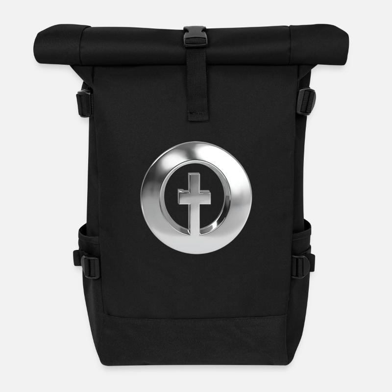 Chrome ,, Kreuzring " Metallic - Rolltop Rucksack - Schwarz