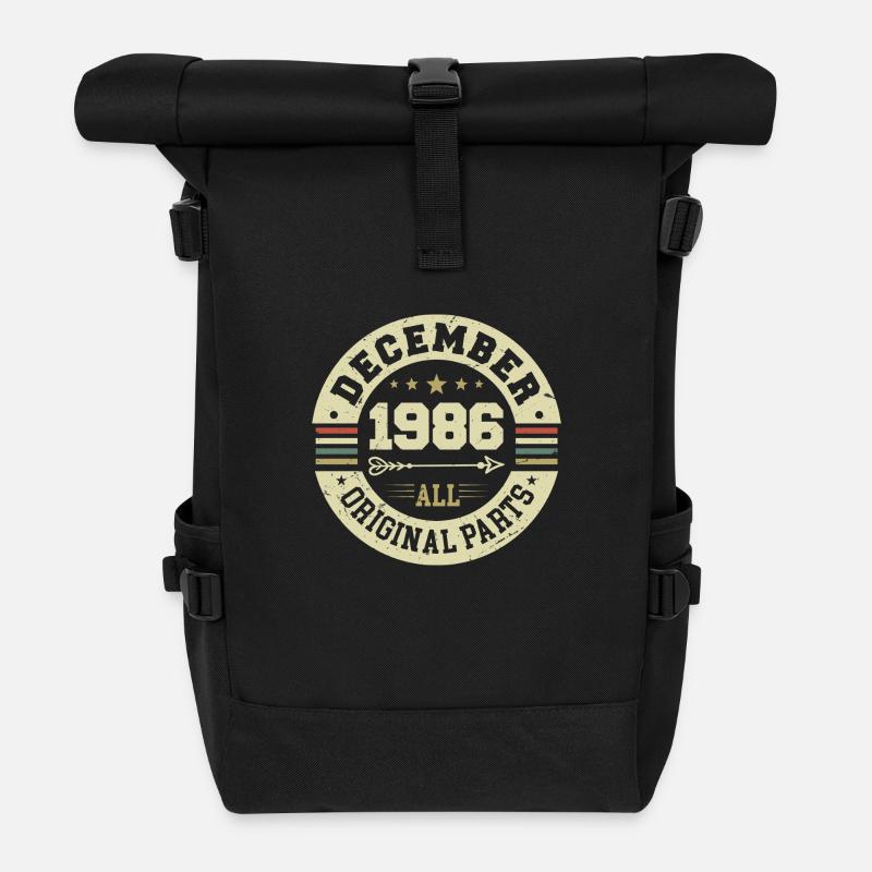 Legends Birthday December 1986 Born Gift - Roll Top Backpack - black