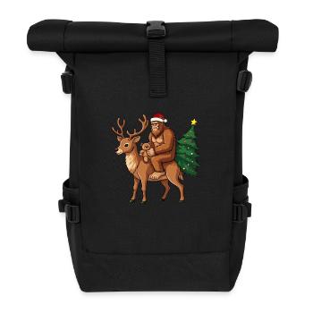 Teddy Santa Bigfoot reitet einen Hirsch Weihnachten - Rolltop Rucksack - Schwarz - Vorne