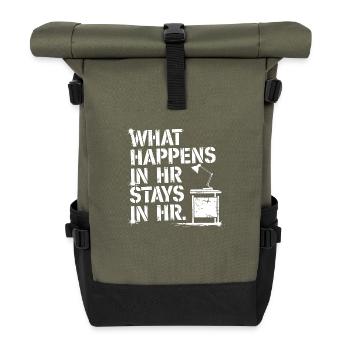 What happens in HR stays in HR - Roll Top Backpack - olive/black - Front