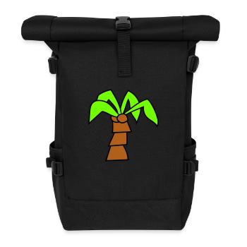 Palme Insel Baum Strand Urlaub Kokosnuss Meer Cool - Rolltop Rucksack - Schwarz - Vorne