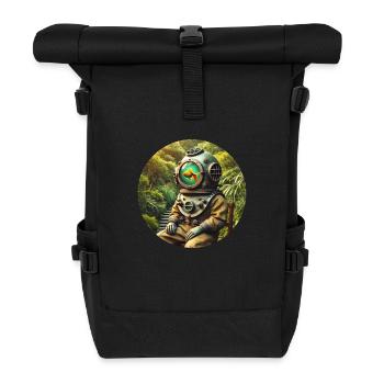Poisson en combinaison de plongée - Rond - Sac à dos roll top - noir - Devant