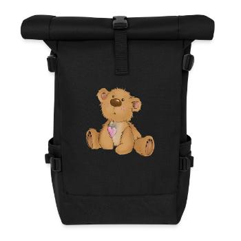 Surprised Bear - Roll Top Backpack - black - Front