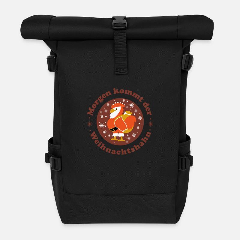 Tomorrow comes the Christmas rooster - Roll Top Backpack - black