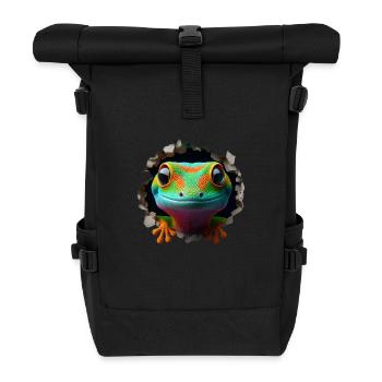 Tête de gecko colorée dans le trou 1 - Sac à dos roll top - noir - Devant
