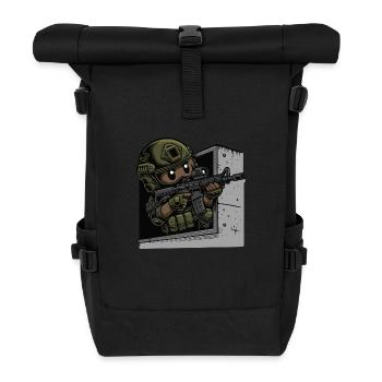 kleiner süsser Soldat der aus einer Lucke zielt - Rolltop Rucksack - Schwarz - Vorne
