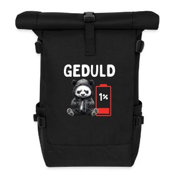 Geduld 1% Panda Bürohumor - Rolltop Rucksack - Schwarz - Vorne