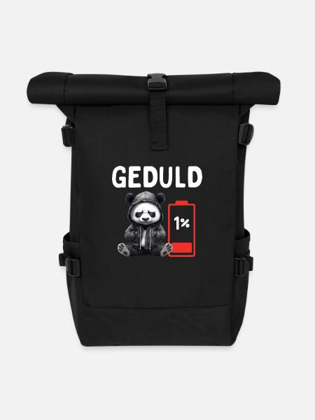 Geduld 1% Panda Bürohumor - Rolltop Rucksack - Schwarz