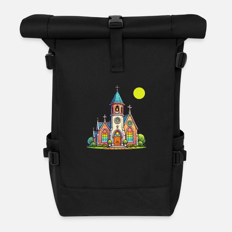 kirche - Rolltop Rucksack - Schwarz