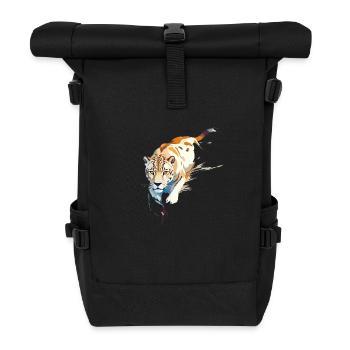 Leopard Vector Art with Vibrant Illustration - Roll Top Backpack - black - Front