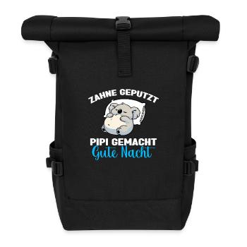 Koala Schlafshirt Koala Pyjama Gute Nacht - Rolltop Rucksack - Schwarz - Vorne