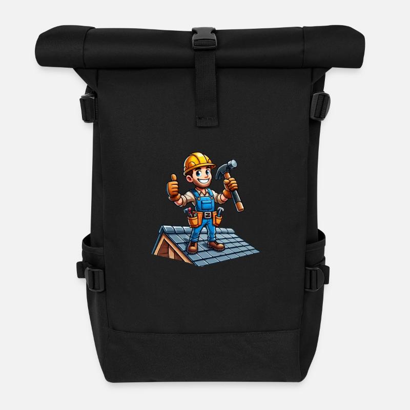 dachdecker - Rolltop Rucksack - Schwarz